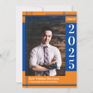 Invitation Photo de remise de diplômes à carreaux de couleur 