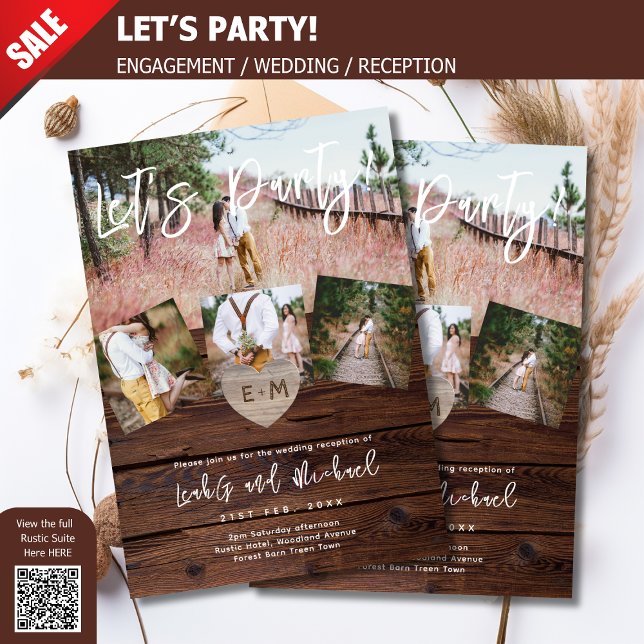 INVITATION PHOTO DE RÉPÉTITION DE LA FÊTE DE MARIAGE RUSTIQUE (Créateur téléchargé)