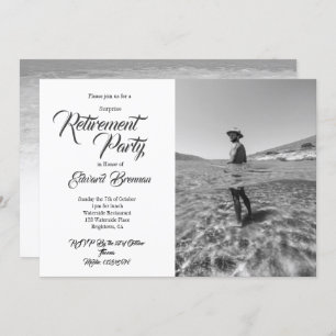 Invitation Photo de retraite Chic noir et blanc élégant