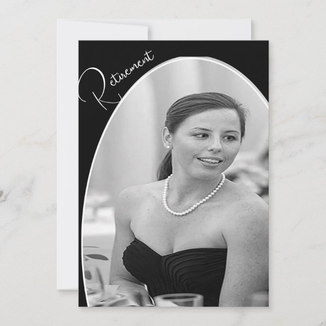 Invitation Photo de retraite noir et blanc Élégant chic (Devant)