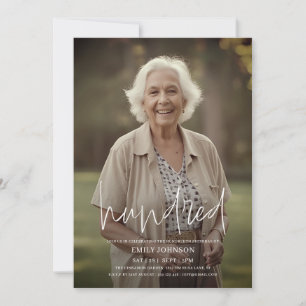 Invitation Photo de script moderne minimal 100e anniversaire