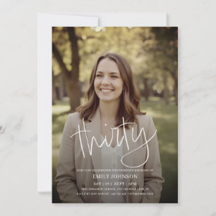 Invitation Photo de script moderne minimal 30e anniversaire
