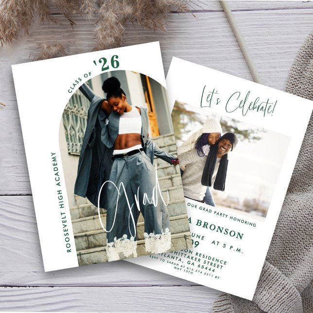 Invitation Photo de script vert moderne 2024 Minimal Grad Par (Créateur téléchargé)