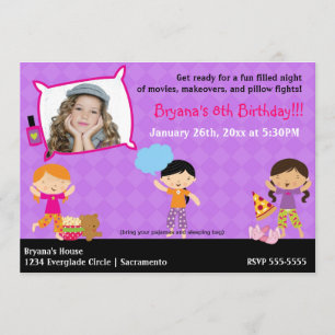 Invitation photo de soirée pyjama entre filles
