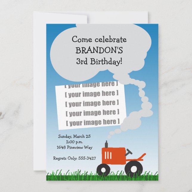 Invitation photo de Tractor : Tracteur rouge (Devant)