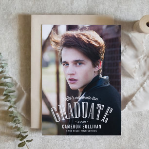 Invitation Photo de typographie vintage blanche pour la remis