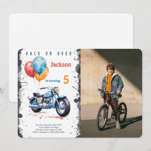 Invitation Photo de vélo d'anniversaire bleu
