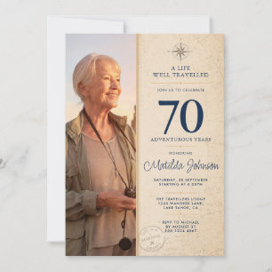 Invitation Photo de voyage d'aventure pour 70e anniversaire
