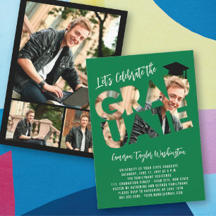 Invitation Photo découpée de diplômé cool Fête de remise des