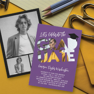 Invitation Photo découpée unique de diplômé Fête de graduatio