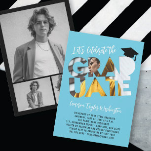 Invitation Photo découpée unique de diplômé Fête de remise de
