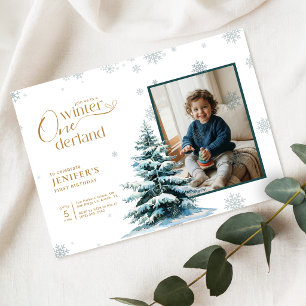Invitation Photo d'enfant Hiver Onederland Fête d'anniversair