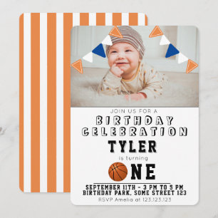 Invitation Photo d'enfants avec ballons de basket mignons pou