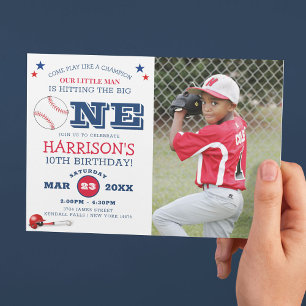 Invitation Photo d'enfants de baseball classique cool pour an