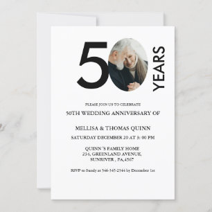 Invitation Photo design moderne 50E anniversaire de Mariage