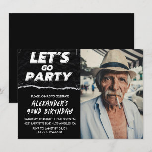 Invitation Photo d'hommes noirs ALLONS FÊTER 92e anniversaire