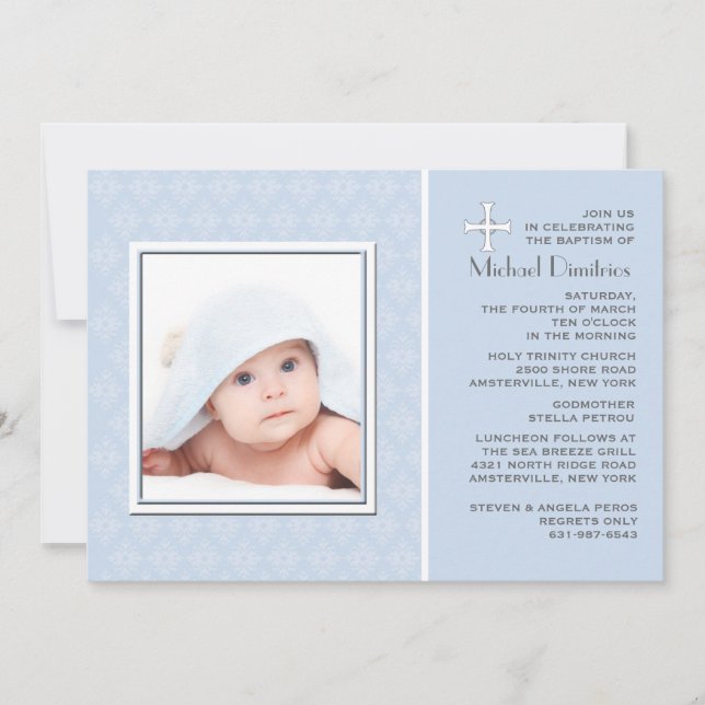 Invitation photo Diamond Lace Blue (Devant)