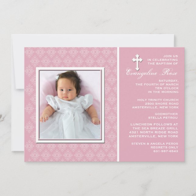 Invitation photo Diamond Lace Pink (Devant)