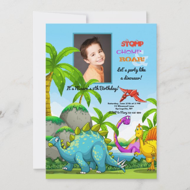 Invitation photo Dinosaures (Devant)