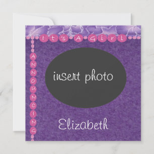 Invitation Photo d'insertion baby shower-fille