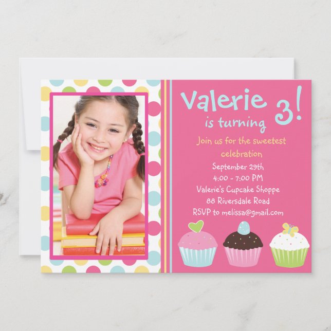Invitation Photo d'invitation de petit gâteau/invitation de (Devant)