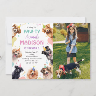 Invitation Photo Dog Pawty Anniversaire