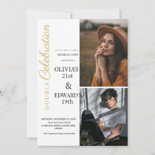 Invitation Photo Double fête d'anniversaire