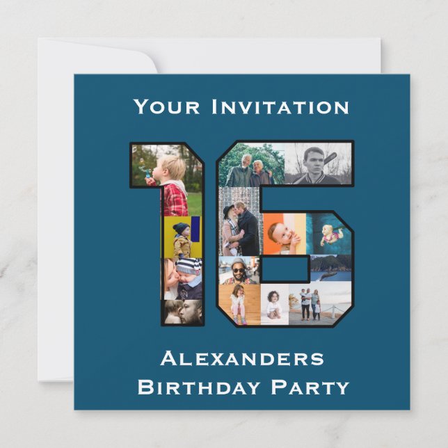Invitation photo du 16e anniversaire (Devant)