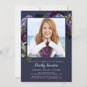 Invitation Photo du 18e anniversaire de la fête Moody Purple 