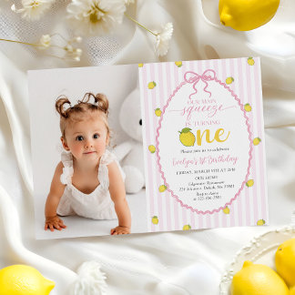 Invitation Photo du 1er anniversaire de Pink Lemon Our Main S