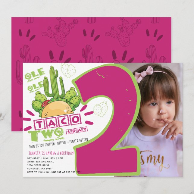 Invitation Photo du 2e anniversaire de Taco Fiesta (Devant / Derrière)