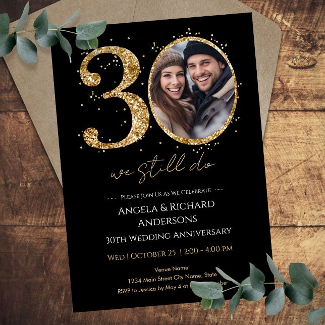 Invitation Photo du 30e anniversaire du Mariage Parties scint (Créateur téléchargé)