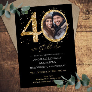 Invitation Photo du 40e anniversaire du Mariage Parties scint