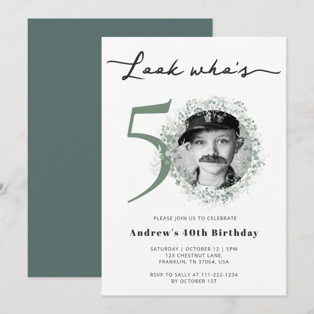 Invitation Photo du 50e anniversaire de la fête (Devant / Derrière)