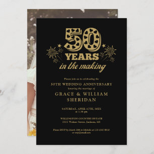 Invitation Photo du 50e anniversaire de l'Gold Black