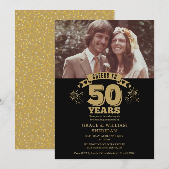 Invitation Photo du 50e anniversaire du Mariage (Devant / Derrière)
