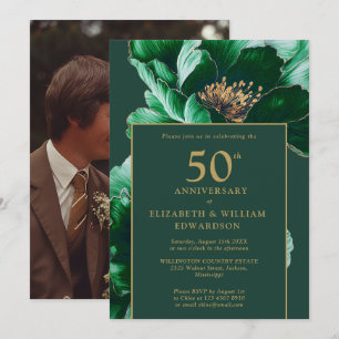 Invitation Photo du 50e anniversaire du vert d'émeraude moder