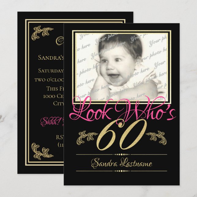 Invitation Photo du 60e anniversaire (Devant / Derrière)