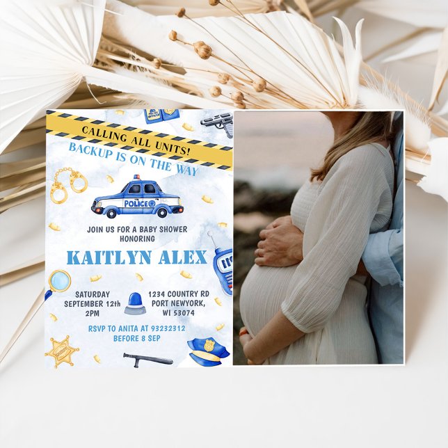 Invitation Photo du Baby shower des garçons de police (Créateur téléchargé)