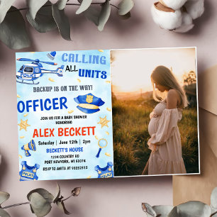 Invitation Photo du Baby shower des garçons de police