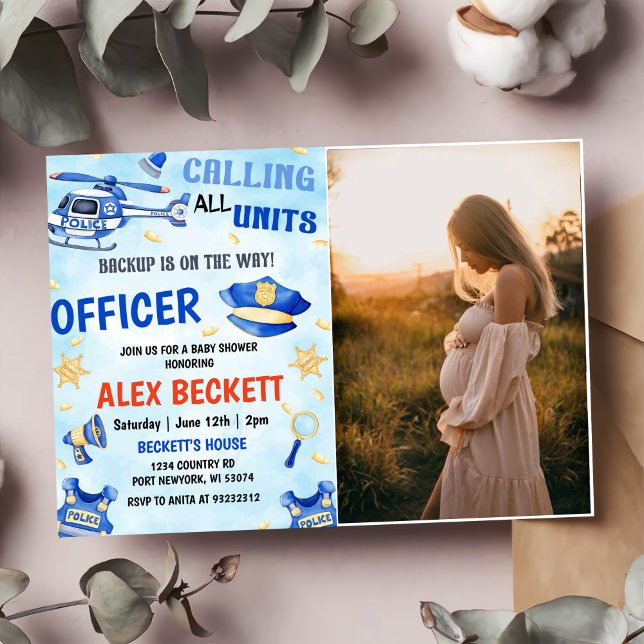 Invitation Photo du Baby shower des garçons de police (Créateur téléchargé)