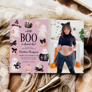 Invitation Photo du Baby shower d'Halloween Ghost Cute