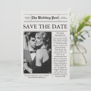Invitation Photo du journal Sauvegarder la date Mariage