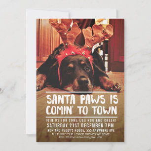 INVITATION PHOTO DU PARTI CHRISTMAS PÈRE NOËL PAWS