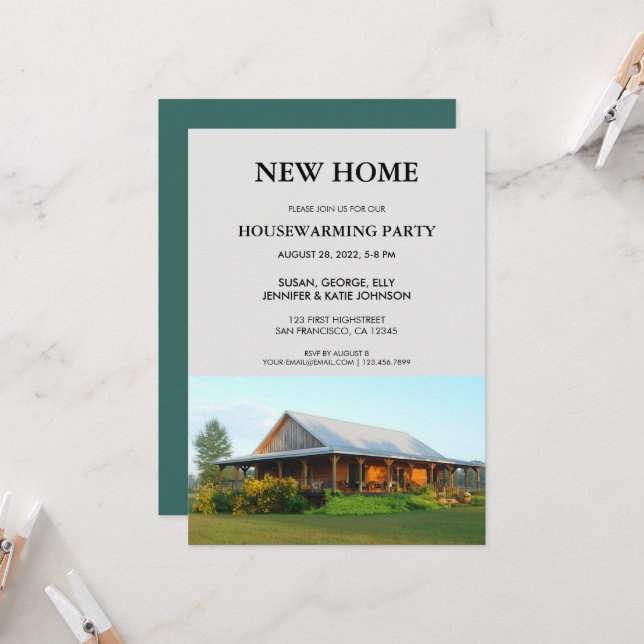 Invitation Photo du parti de réchauffement de la maison neuve (Devant/Arrière en situation)