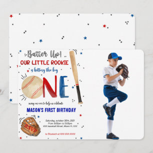 Invitation photo du premier anniversaire de baseba
