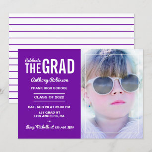 Invitation Photo du Royal Purple and White Graduation Party