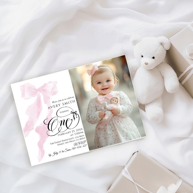 Invitation Photo d'un 1er anniversaire de fille de garçon ros (Créateur téléchargé)