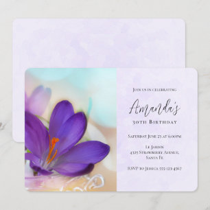 Invitation Photo d'un anniversaire de jolie crocus de printem