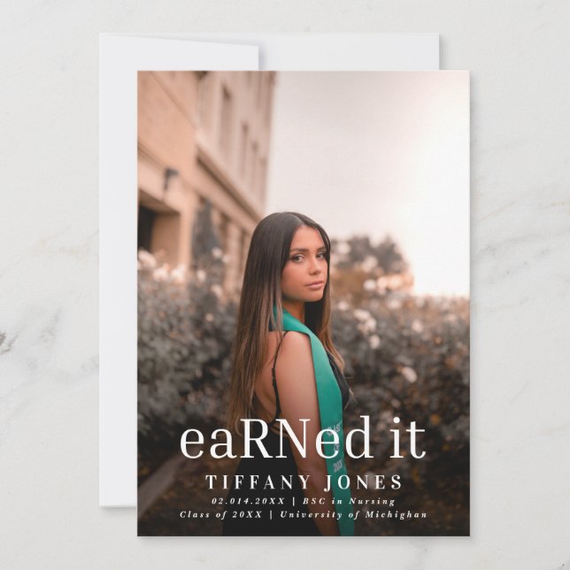 Invitation Photo d'un diplômé moderne RN Nurse Graduation Par (Devant)